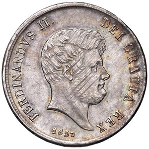 obverse: NAPOLI Ferdinando II (1830-1859) Mezza piastra 1857 - Magliocca 593 AG (g 13,77) Graffi di conio al D/. qSPL