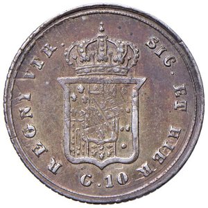 reverse: NAPOLI Ferdinando II (1830-1859) Carlino 1855 - Nomisma 1072 AG (g 2,32) Graffi di conio al R/. BB+/qSPL