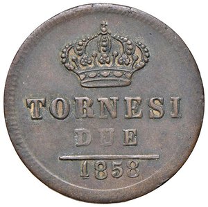 reverse: NAPOLI Ferdinando II (1830-1859) 2 Tornesi 1858 - Magliocca 746 CU (g 6,17) R. BB