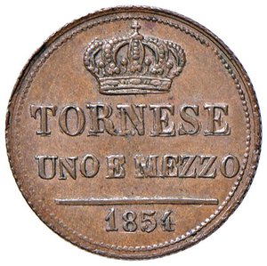 reverse: NAPOLI Ferdinando II (1830-1859) 1 e 1/2 Tornese 1854 - Nomisma 1230 CU (g 4,64). BB+