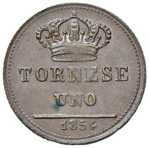 reverse: NAPOLI Ferdinando II (1830-1859) Tornese 1854 - Magliocca 781 CU (g 2,84). BB+