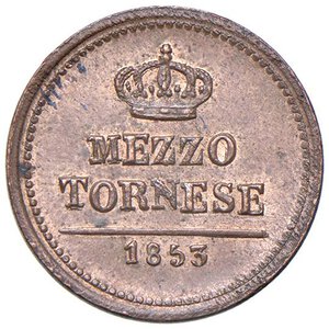 reverse: NAPOLI Ferdinando II (1830-1859) Mezzo tornese 1853 - Nomisma 1276 CU (1,56). qFDC/FDC