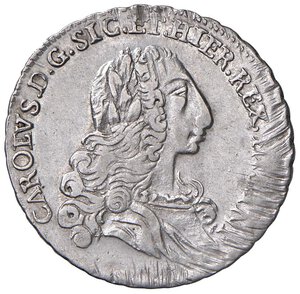 obverse: PALERMO Carlo di Borbone (1734-1759) 4 Tarì 1735 sigla F N - Serio 36; MIR 556 AG (g 8,99) R Piccola corrosione al R/, diffusi graffi di conio. BB