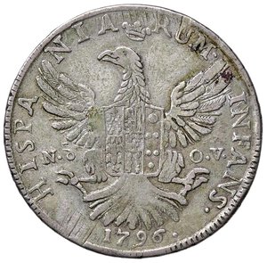 reverse: PALERMO Ferdinando III (1759-1816) 12 Tarì 1796 - Serio 210; MIR 603/1 AG (g 27,00) Leggenda continua. Depositi, resti di colla (?). qBB/BB