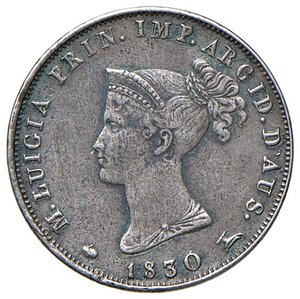 obverse: PARMA Maria Luigia (1815-1847) 10 Soldi 1830 - Gig. 11 AG (g 2,43) RRR Porosa. qBB