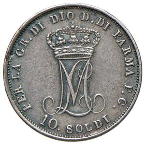 reverse: PARMA Maria Luigia (1815-1847) 10 Soldi 1830 - Gig. 11 AG (g 2,43) RRR Porosa. qBB