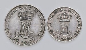 reverse: PARMA Maria Luigia (1815-1847) 10 e 5 Soldi 1815 - AG Lotto di due monete come da foto, da esaminare. qBB