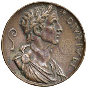 obverse: MEDAGLIE IMITANTI L ANTICO Giulio Cesare (49-46 a.C.) Coppia di medaglie negativo in incuso e positivo concavo, fusione in Bronzo - AE  (g 86,3 - Ø 41 mm) R Fusione antica. BB/qSPL