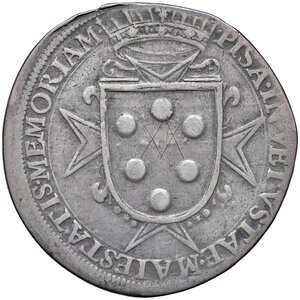 reverse: PISA Ferdinando I (1595-1608) Tallero 1595 - MIR 443 AG (g 27,85) Con cartellino da vecchia raccolta. Graffi al R/. MB