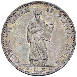 reverse: SAN MARINO 5 Lire 1898 - Gig. 17 AG (g 25,01) Colpetto al bordo. Splendida patina da vecchia raccolta. SPL