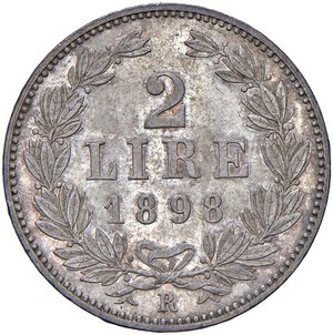 reverse: SAN MARINO 2 Lire 1898 - Gig. 25 AG (g 10,00) Splendida patina e cartellino da vecchia collezione. SPL+