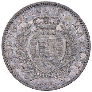 obverse: SAN MARINO 2 Lire 1898 - Gig. 25 AG (g 9,99). BB-SPL