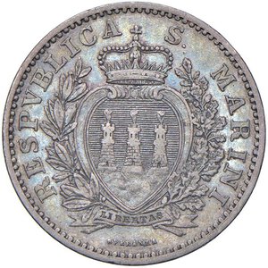 obverse: SAN MARINO Lira 1898 - Gig. 27 AG (g 5,00) R Splendida patina. BB