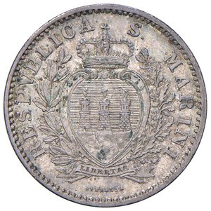 obverse: SAN MARINO Lira 1906 - Gig. 27 AG (g 5,00) Bella patina. SPL