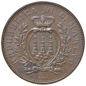 obverse: SAN MARINO 10 Centesimi 1893 - Gig. 31 CU (g 9,88) Colpetto al bordo. SPL+