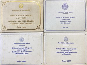 obverse: SAN MARINO Dittici Olimpiadi 1984 in FS, Mondiali Calcio 1986, Zagabria 1987, Olimpiadi 1991. FDC-FS