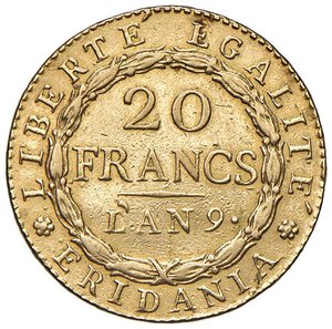 reverse: TORINO Repubblica Subalpina (1800-1802) 20 Franchi A . 9 - Gig. 1a AU (g 6,28) RR. BB/BB+