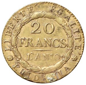 reverse: TORINO Repubblica Subalpina (1800-1802) 20 Franchi ‘A. 10 - Gig. 2 AU (g 6,42) R Da montatura. BB