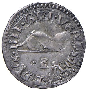 obverse: URBINO Guidobaldo II (1538-1574) Armellino - Cav. 124 AG (g 1,06) R LIeve piegatura di tondello. qBB/BB