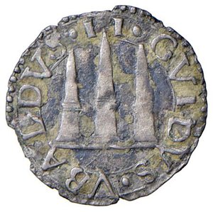 obverse: URBINO Guidobaldo II della Rovere (1538-1574) Soldo - Cav. 127 AG (g 0,30) Con cartellino da vecchia raccolta. BB