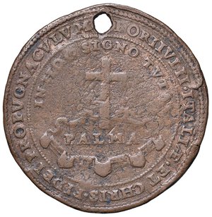 reverse: VENEZIA Pasquale Cicogna (1585-1595) Medaglia 1593 Fortezza di Palmanova - Voltolina 692 CU (g 19,01 - Ø 43 mm) Forato, graffi. MB