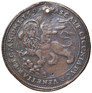 obverse: VENEZIA Pasquale Cicogna (1585-1595) Medaglia 1593 Fortezza di Palmanova - Voltolina 692 CU (g 21,09 - Ø 44 mm) Forato, graffi. BB