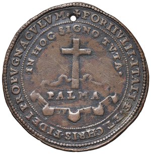 reverse: VENEZIA Pasquale Cicogna (1585-1595) Medaglia 1593 Fortezza di Palmanova - Voltolina 692 CU (g 21,09 - Ø 44 mm) Forato, graffi. BB