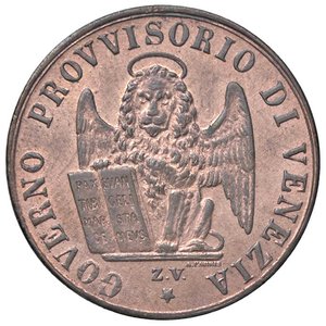 obverse: VENEZIA Governo provvisorio (1848-1849) 3 Centesimi 1849 - Gig. 10 CU (g 2,79). qFDC/FDC