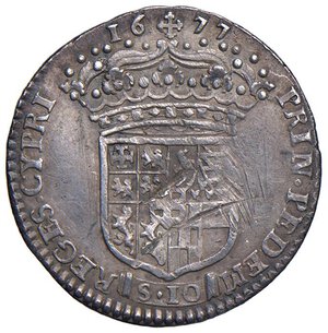 reverse: Vittorio Amedeo II reggenza della madre Maria Giovanna Battista (1675-1680) Mezza Lira 1677 - MIR 839c (g 2,95) R. BB