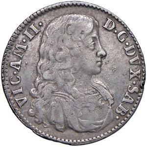 obverse: Vittorio Amedeo II (1680-1713) Lira 1681 - MIR 862b AG (g 6,04) RR. qBB-BB