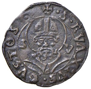 reverse: Casale - Guglielmo II Paleologo (1494-1518) Bianchetto - D/ MONTIS FERRA, nel campo G M co corona e cimiero R/ S EVAXIVS CVUSTOS, busto frontale di Snt Evasio, ai lati S V - MIIR 206 CNI 145 Mi 0,77 g RR. SPL