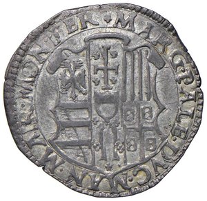 reverse: Casale - Guglielmo Gonzaga - Reggenza della madre Margherita (1550-1566) Cavallotto - D/ MARG PALE DVC MAN MAR MON FER, stemma di Monferrato R/ GVLI GON DVX MAN MAR M FE, stemma di Mantova coronato - MIR 260 ma con MON FER anzichè MON F al dritto, e al rovescio M FE anzichè MO F. CNI manca Mi 3,39 g. SPL