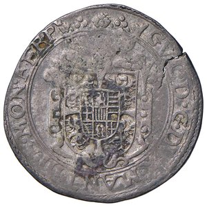 obverse: Casale - Guglielmo Gonzaga (1566-1587) Bianco 1576 - D/ GVL D G DVX MANT III TE MON FER P, stemma coronato R/ CRVX CHRISTI SALVS NOSTRA 1576, croce ornata - Simile al MIR 275/1 ma con FER P anzichè FE P al dritto. CNI manca Mi 4,46 g RR. BB