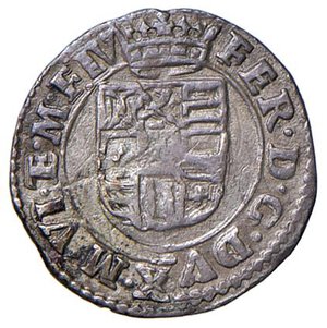 obverse: Casale - Ferdinando Gonzaga (1612-1626) Da 2 Soldi - D/ FER D G DVX M VI TE M F IV, al centro stemma coronato R/ NON MVTVATA LUCE, al centro sole raggiante - MIR 342 CNI 70 Ag 0,68 g RRR • Valore nominale incerto.. SPL