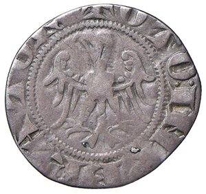 obverse: Incisa - Anonime dei marchesi (XIV sec.) Grosso tirolino - D/ OTO IMPERATOR, aquila ad ali spiegate R/ MAR - ChO - INC - ISE, croci sovraposte - MIR 660 CNI 7 Ag 1,04 g RRRR • Leggermente tosato. Di rarissima apparizione sul mercato.. BB