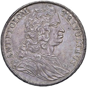 obverse: Retegno - Antonio Tolomeo Gallio Trivulzio (1708-1767) Tallero 1726 - D/ ANT PTOLOM TRIVULTIUS, busto corazzato e paludato rivolto a destra R/ S R I PRIN & BARO RETENY IMP 1726, stemma dei tre pali in cornice ovale su manto sormontato da corona - MIR 914 Ag 29,14 g RR. SPL/m. di SPL