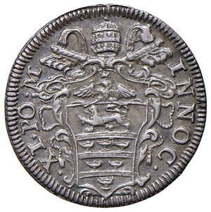 obverse: Roma - Innocenzo XI (1676-1689) Grosso 1688 - D/ INNOC - XI PO M, stemma sormontato da chiavi decussate con cordone e fiocco, e da tiara R/NOCET / MINVS / 1688, in cartella a targa con volute - MIR 2039/12 Ag 1,48 g. SPL