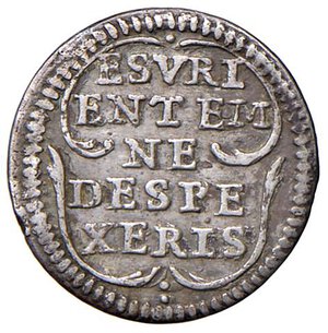 reverse: Roma - Clemente XI (1700-1721) Mezzo grosso - D/ CLEM XI - PONT M, stemma poligonale allungato; sormontato da chiavi in parte nascoste con cordone e fiocco e da tiara R/ ESVRI / ENT EM / NE / DESPE / XERIS 