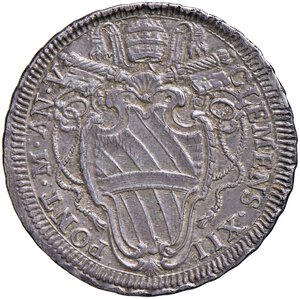 obverse: Roma - Clemente XII (1730-1740) Testone an. V - D/ CLEMENS XII - PONT M AN V, stemma sormontato da chiavi decussate con cordone e fiocco e da tiara R/ URBE / NOBILITATA / MDCCXXXV, in cartella con larga cimasa chiusa in alto da cherubino e in basso dall armetta di Mons. Casoni - MIR 2499/3 Munt. 53 Ag 8,21 g R. qSPL