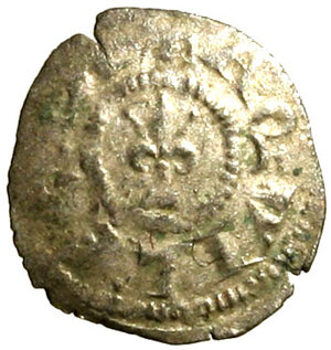 reverse: AQUILEIA. Gregorio di Montelongo (1251-1269). Picciolo. (g. 0,22). Croce. R/ Giglio. Bern. 23.     MI    RARO   SPL