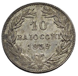 reverse: Bologna. Stato Pontificio. Gregorio XVI (1831-1846). 10 Baiocchi 1839 B. Ag (2,69 g). Gig. 125. qFDC