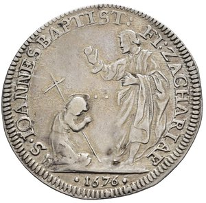 reverse: FIRENZE. Cosimo III de  Medici (1670-1723). Mezza Piastra 1676. Ag (15,42 g). D/ busto paludato e corazzato del Granduca a destra. R/ San Zaccaria stante a sinistra, benedice San Giovanni fanciullo genuflesso di fronte a lui. MIR 331. RR. BB+ (Ravegnani II/388/7)