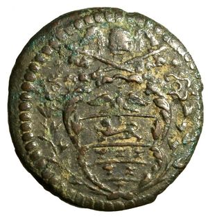 obverse: GUBBIO. Innocenzo XI (1676-1689) Quattrino A/ X (g. 3.31) Stemma R/ INNOCEN / TIVS / XII P M / AN X in cartella. Munt. 290.  CU    RARO     +BB   