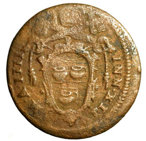 obverse: GUBBIO. Innocenzo XII (1691-1700) Quattrino A/ IIII (g. 3,13) Stemma R/ S. Paolo stante di fronte.     CU    BB