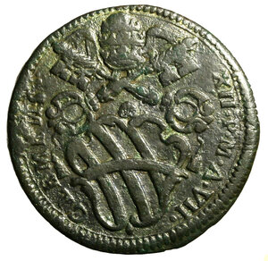 obverse: GUBBIO. Clemente XII (1730-1740) Baiocco 1738/ VII (g. 14,59) Stemma R/ VN/ BAIOCCO/ GVBBIO/ 1738 in ghirlanda di tralci di vite. Munt. 203 b; CNI 57; Berm. 2694.      CU    +BB