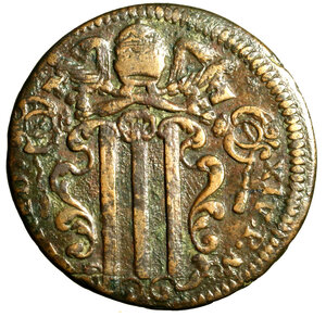 obverse: GUBBIO. Benedetto XIV (1740-1758) Baiocco 1749 (g. 13,62) Stemma R/ stella / VN / BAIOCCO / GVB / 1749 tra rami. Munt. 452 var. 1; Berm. 2834.   RARO    CU   +BB