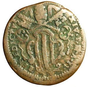 obverse: GUBBIO. Benedetto XIV (1740-1758) Mezzo baiocco 1744/ IV (g. 3,85) Stemma R/ conchiglia / MEZZO / BAIOCCO/ GVBBIO / 1744 in ghirlanda.   CU    RARO    +BB