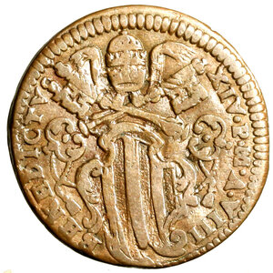 obverse: GUBBIO. Benedetto XIV (1740-1758) Mezzo baiocco 1748/ VIII (g. 7,01) Stemma R/ stella / MEZZO / BAIOCCO/ GVBBIO / 1748 tra rami.   CU    RARO    +BB