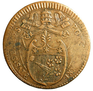 obverse: PERUGIA. Pio VI (1775-1799) Due baiocchi 1795/ XXI  (g. 18,54) Stemma R/ DVE/ BAIOCCHI/ 1795 entro legenda + AVGVSTA + PERVSIA. Munt. 394; CNI 3; Berm. 3133.    CU    MOLTO RARO     SPL