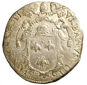 obverse: ROMA. Urbano VIII (1623-1644) Testone del Giubileo 1625 anno II (g. 9,58) VRBANVS VIII – PON MAX A II Stemma R/ QVI INGREDIT – SINE MACVLA La Porta Santa aperta; all interno, il Volto Santo e, ai lati, RO – MA. All esergo, 16 armetta Bonnani, Pagliari e Martelli 25. Munt. 49 var. III; Berm. 1717; MIR 1667/7.    AR    qFDC